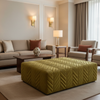 Channel Chevron Stitch Olive Bronze Upholstered Ottoman | Architectural Fabrics