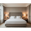 Woven Textured Grid Soft Taupe Upholstered Headboard | Architectural Fabrics