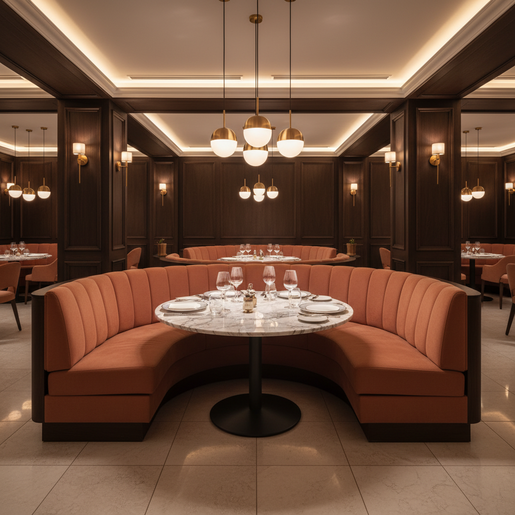 Bedford Umber Upholstered Banquette | Architectural Fabrics
