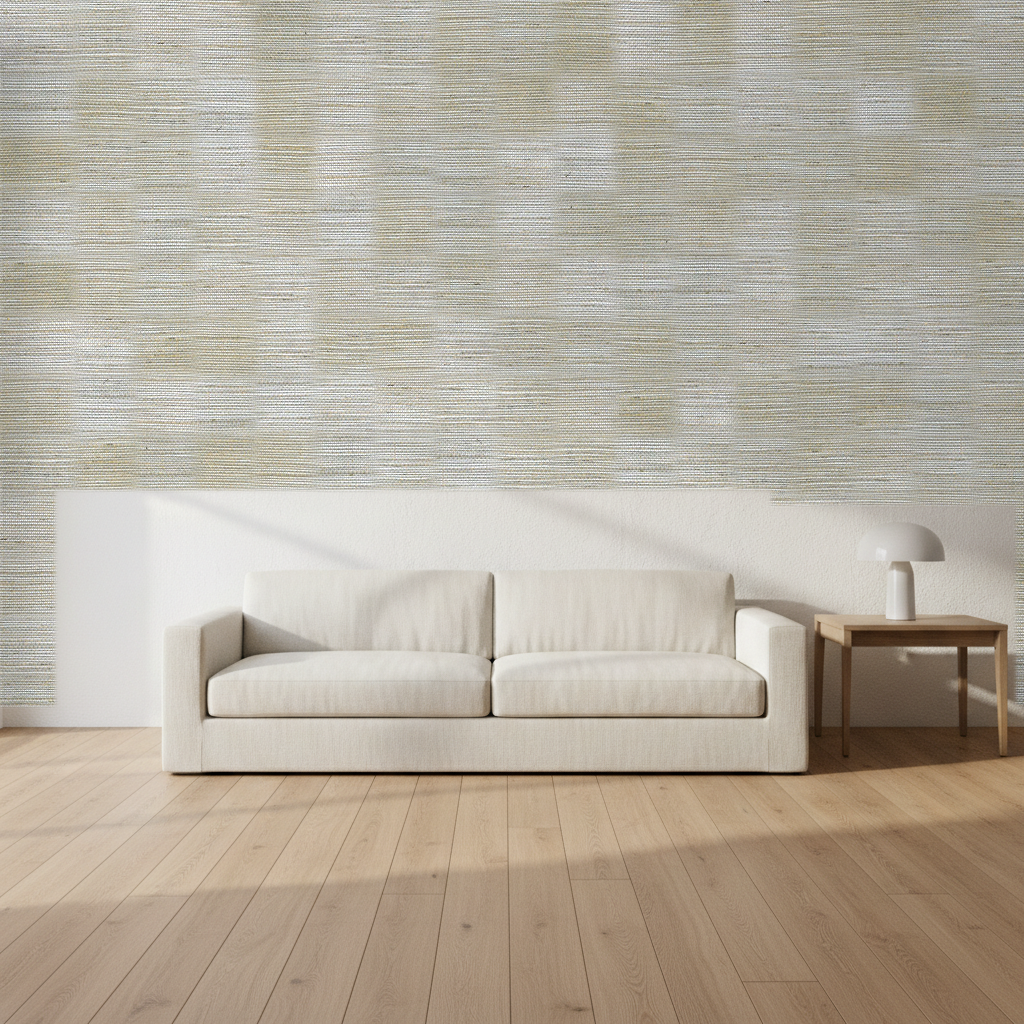 Nantucket Grasscloth Warm Gray Wallcovering | Phillipe Romano room setting