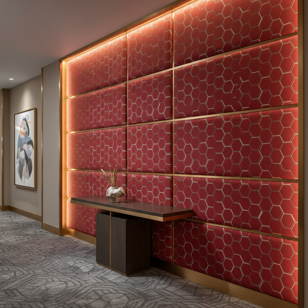 Pelican Cay - Scarlet Upholstered Wall Panel | Architectural Fabrics