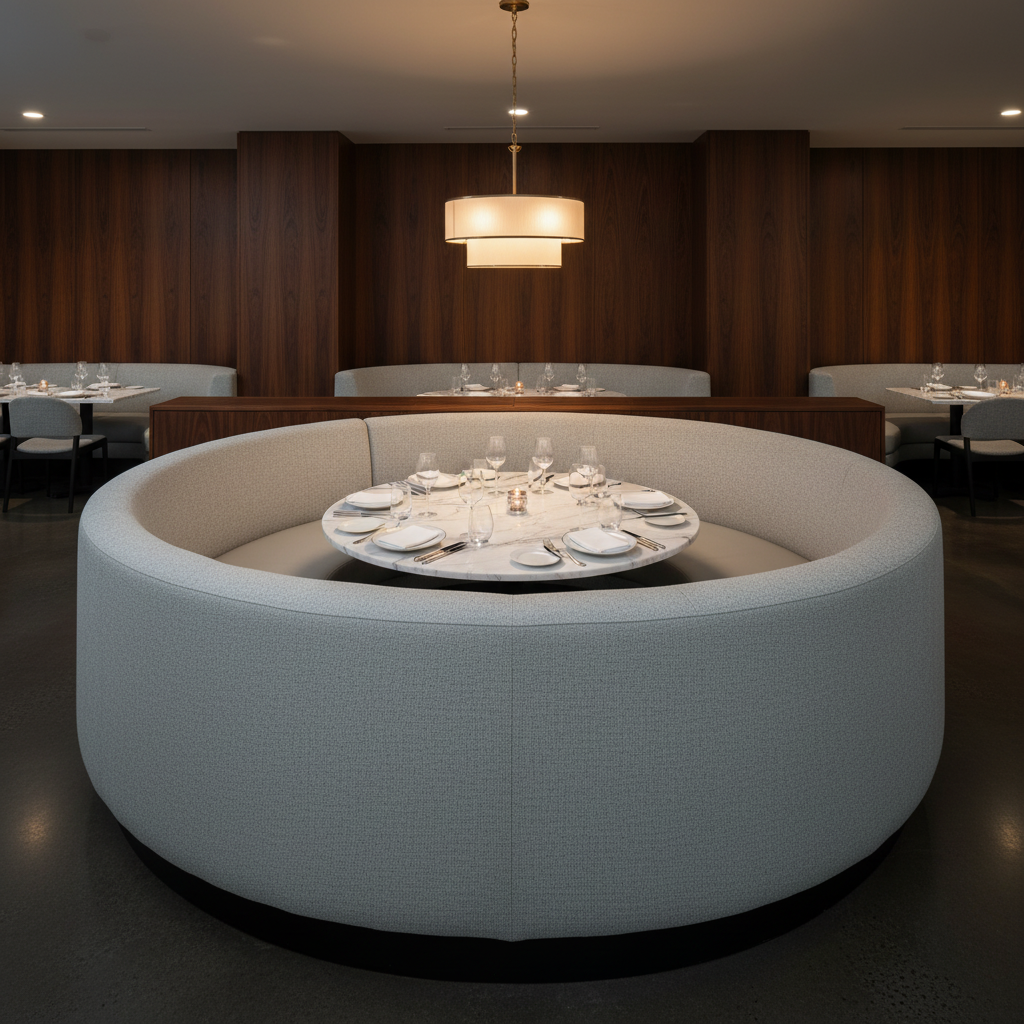 Smooth Pebble Grain Cool Gray Upholstered Banquette | Architectural Fabrics