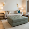 Algiers - Misty Sage Performance Vinyl Upholstered Ottoman | Architectural Fabrics