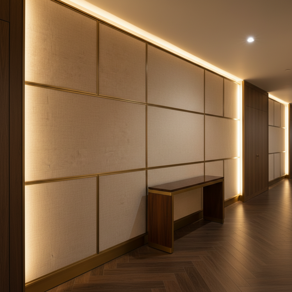 Brushed Linen Weave Natural Linen Upholstered Wall Panel | Architectural Fabrics