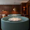 Fine Pebble Texture Soft Teal Upholstered Banquette | Architectural Fabrics