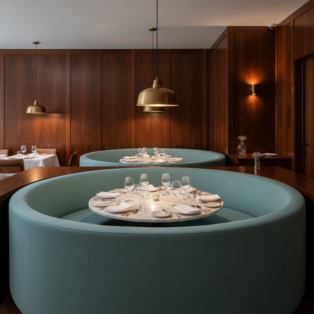 Fine Pebble Texture Soft Teal Upholstered Banquette | Architectural Fabrics