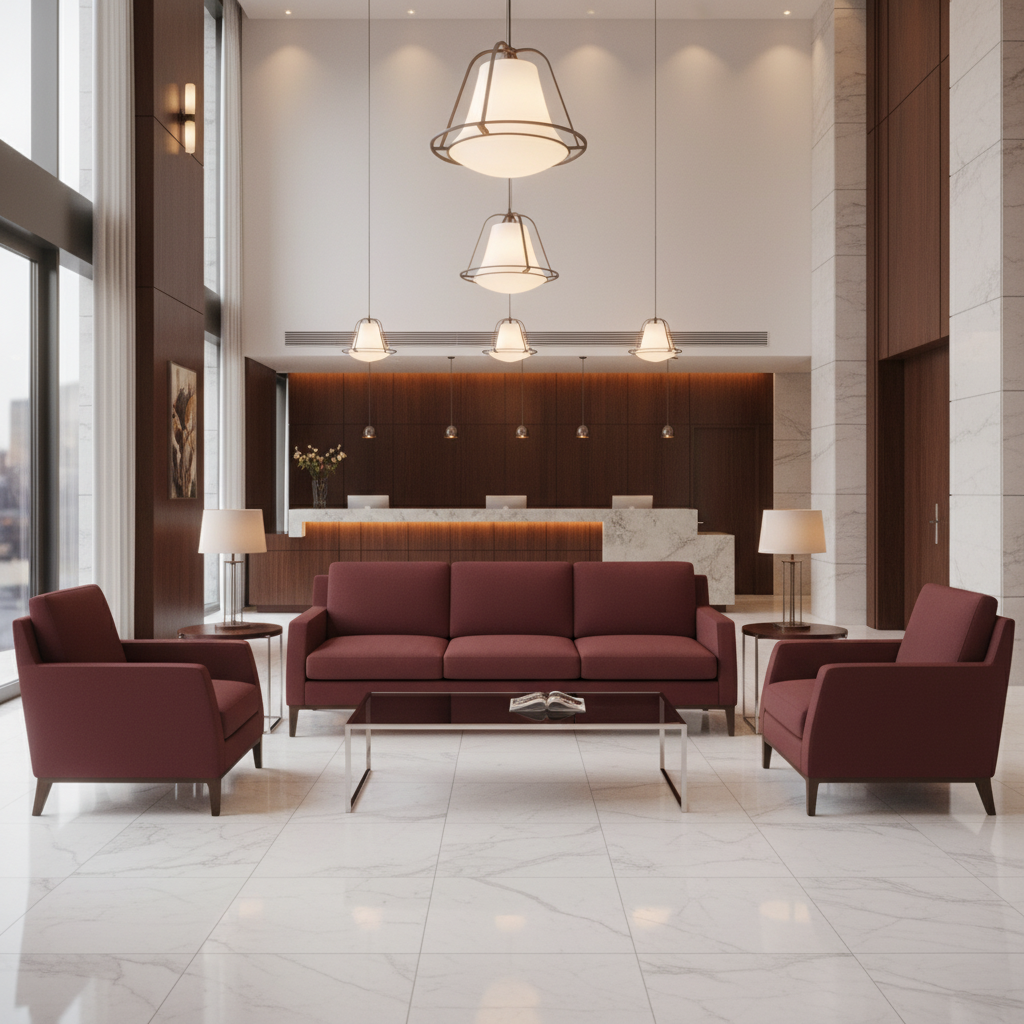 Maya Riviera - Claret Upholstered Sofa | Architectural Fabrics