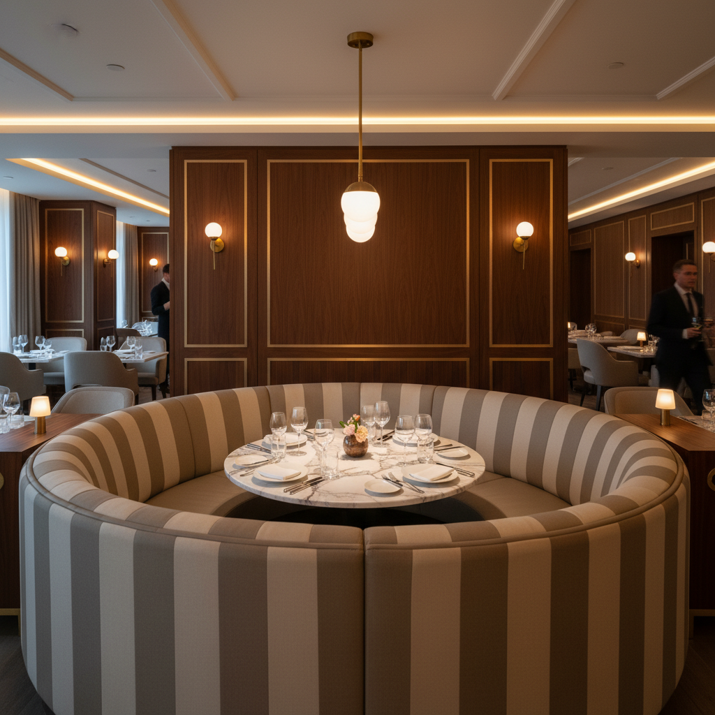 Stanley Fawn Upholstered Banquette | Architectural Fabrics