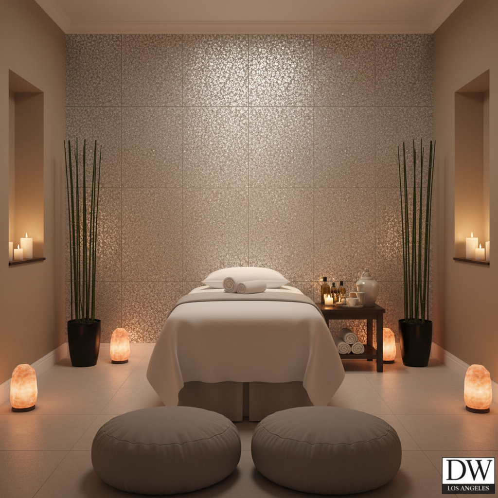 Moroccan Silver Mica | Hollywood Wallcoverings - Healthcare Waiting Room commercial room setting