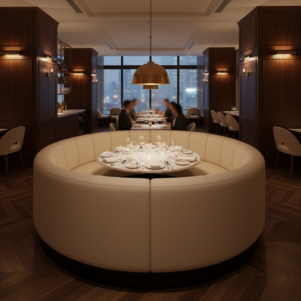 Smooth Pebble Grain Creamy Beige Upholstered Banquette | Architectural Fabrics