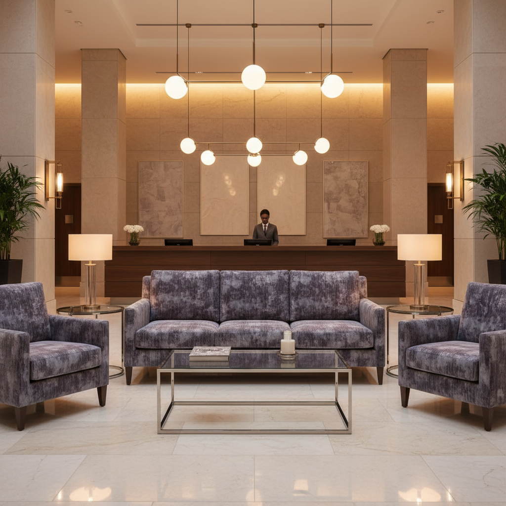 Distressed Velvet Texture Smoky Indigo Upholstered Sofa | Architectural Fabrics