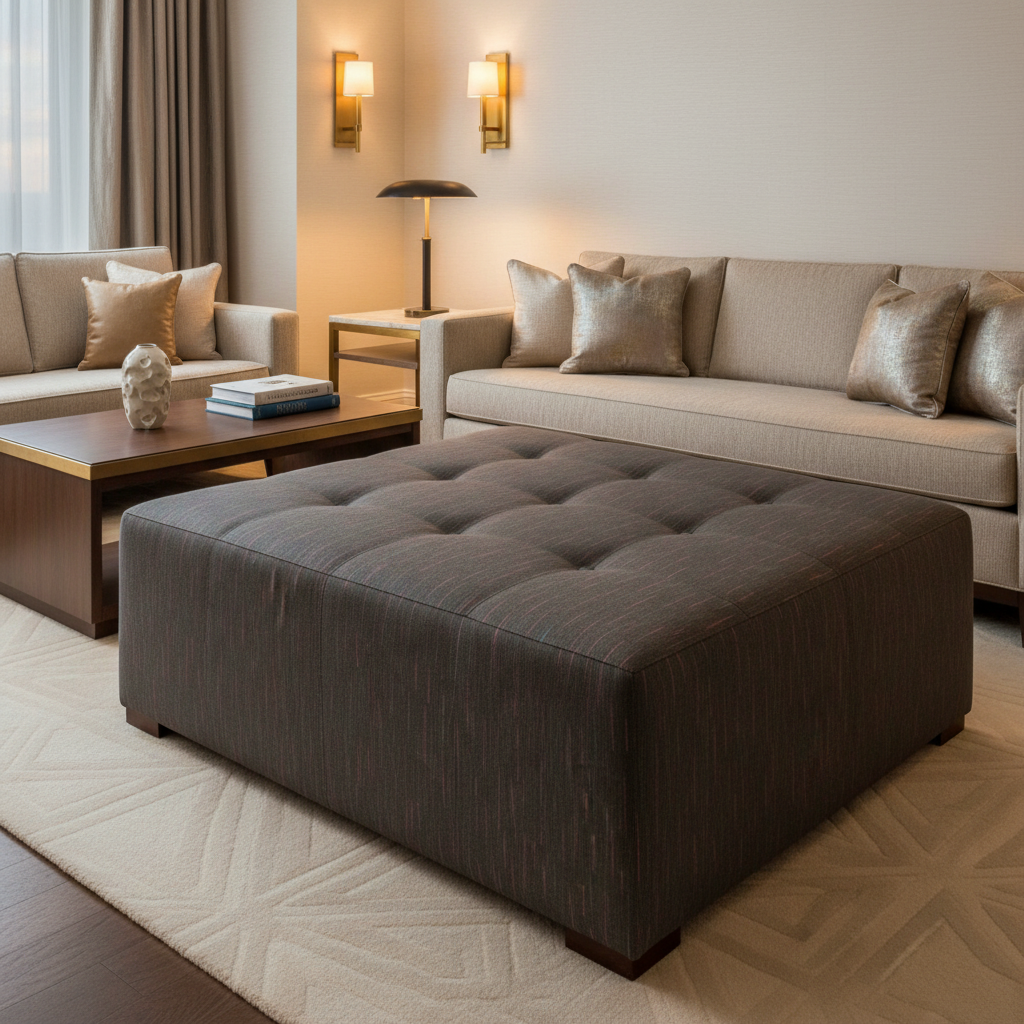 Stitchwork Bay - Evening Upholstered Ottoman | Architectural Fabrics