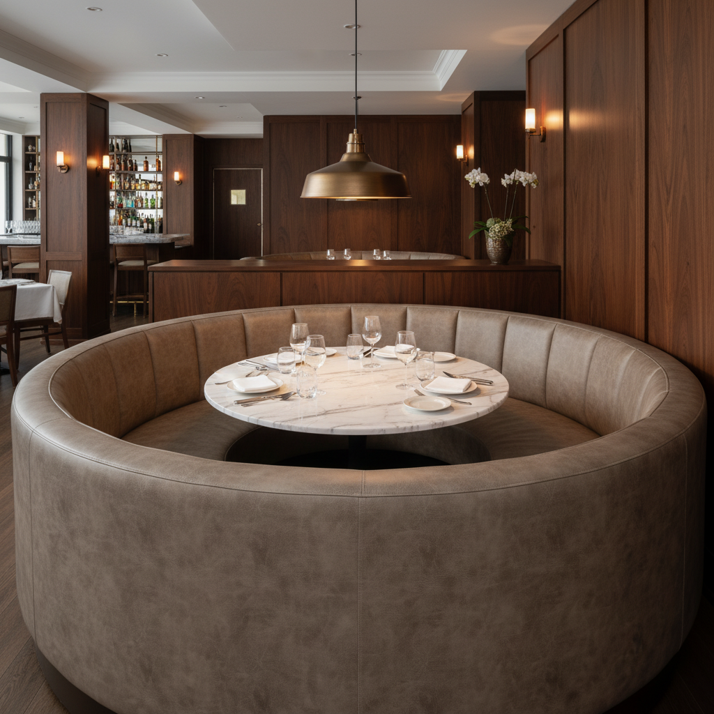 Runaway Bay - Fudge Upholstered Banquette | Architectural Fabrics