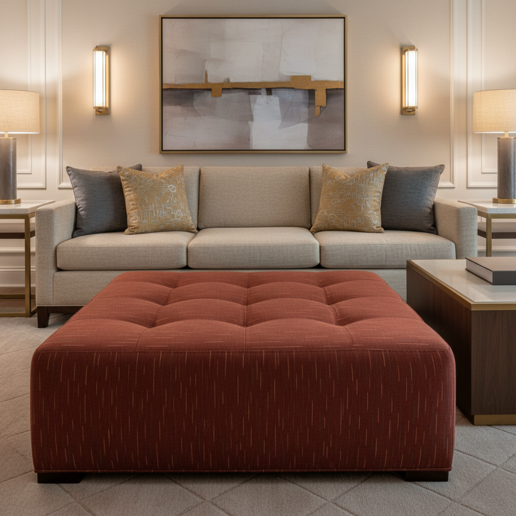 Stitchwork Bay - Koi Upholstered Ottoman | Architectural Fabrics