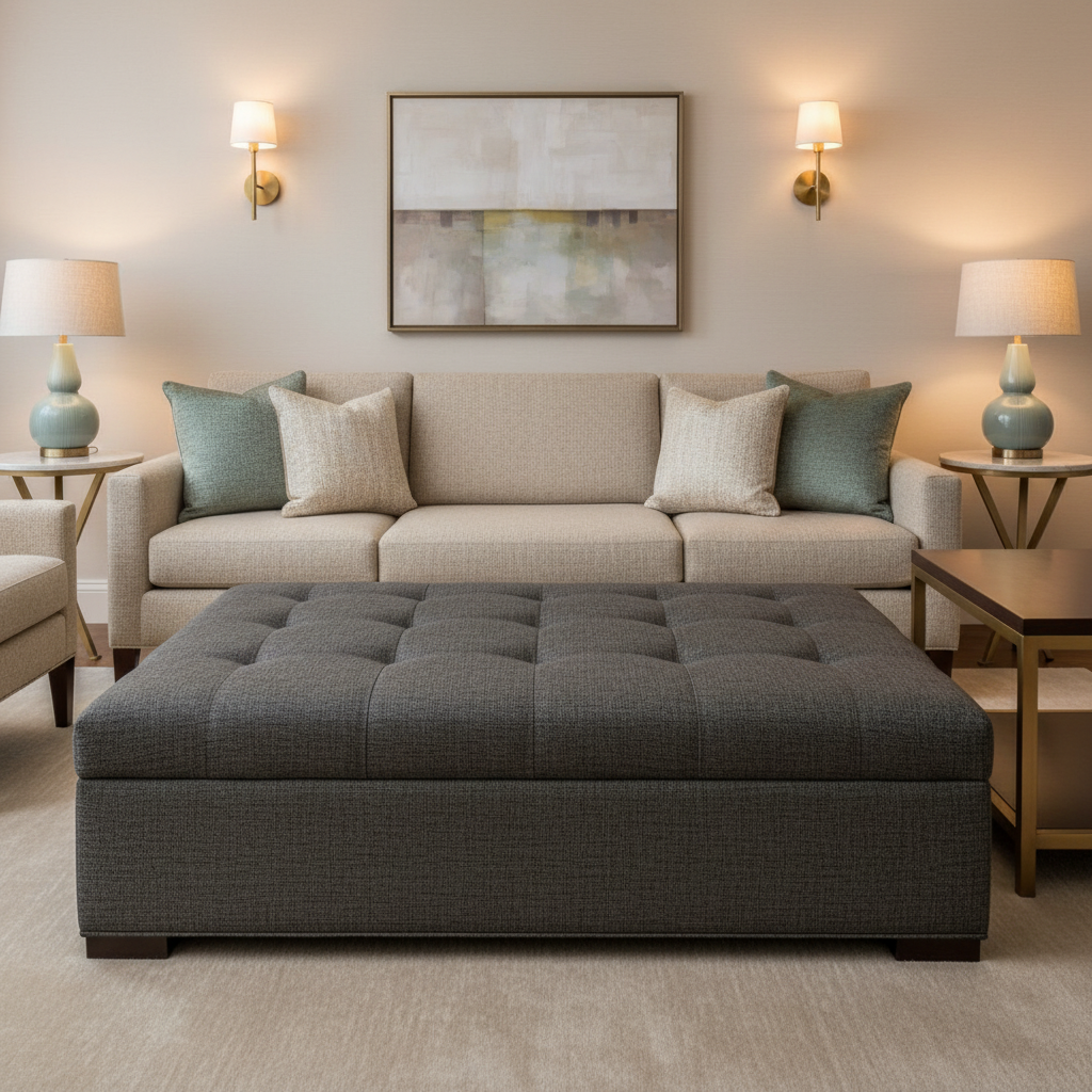 Soufriere - Pepper Upholstered Ottoman | Architectural Fabrics
