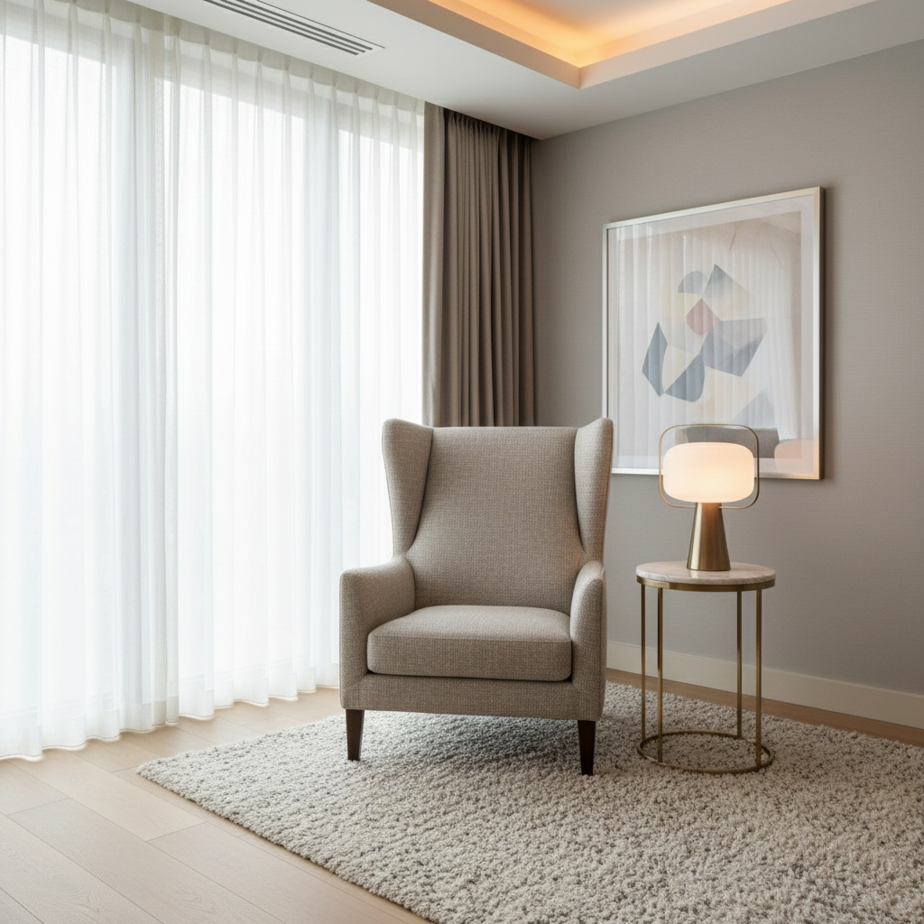 Woven Linen Texture Soft Taupe Upholstered Chair | Architectural Fabrics