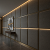 Woven Linen Texture Charcoal Grey Upholstered Wall Panel | Architectural Fabrics