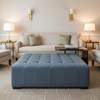 Smooth Pebble Grain Dusty Blue Upholstered Ottoman | Architectural Fabrics