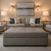 Smooth Matte Texture Muted Taupe Upholstered Ottoman | Architectural Fabrics