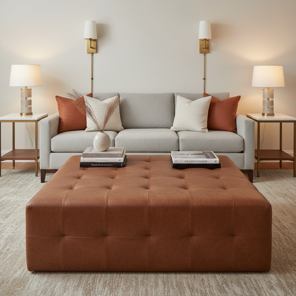 Maya Riviera - Rust Upholstered Ottoman | Architectural Fabrics