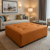 Triangle Reef - Saffron Upholstered Ottoman | Architectural Fabrics