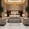 Woven Textured Grid Soft Taupe Upholstered Sofa | Architectural Fabrics