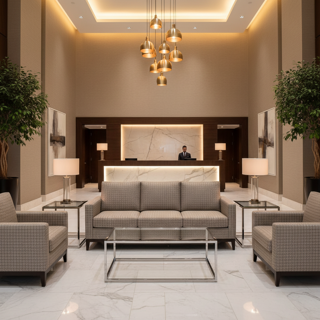 Woven Textured Grid Soft Taupe Upholstered Sofa | Architectural Fabrics