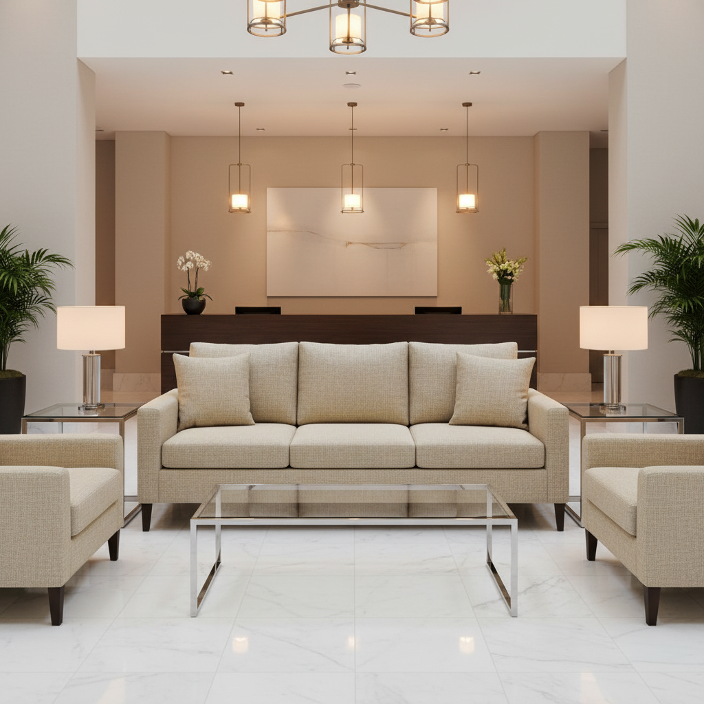 Brushed Linen Weave Natural Linen Upholstered Sofa | Architectural Fabrics