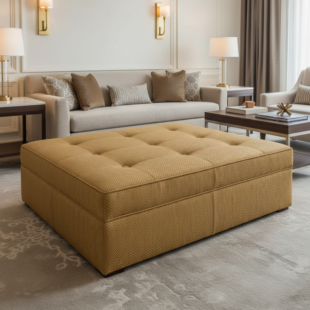 Rainbow Reef - Bark Upholstered Ottoman | Architectural Fabrics