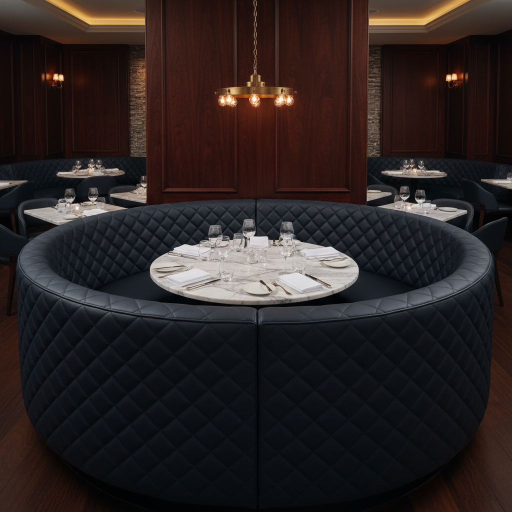 Tyrell Bay - Ink Upholstered Banquette | Architectural Fabrics