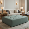 Smooth Solid Color Seafoam Green Upholstered Ottoman | Architectural Fabrics