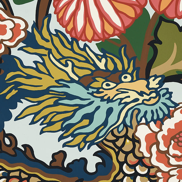 Chiang Mai Dragon - Aquamarine Wallcovering | Schumacher