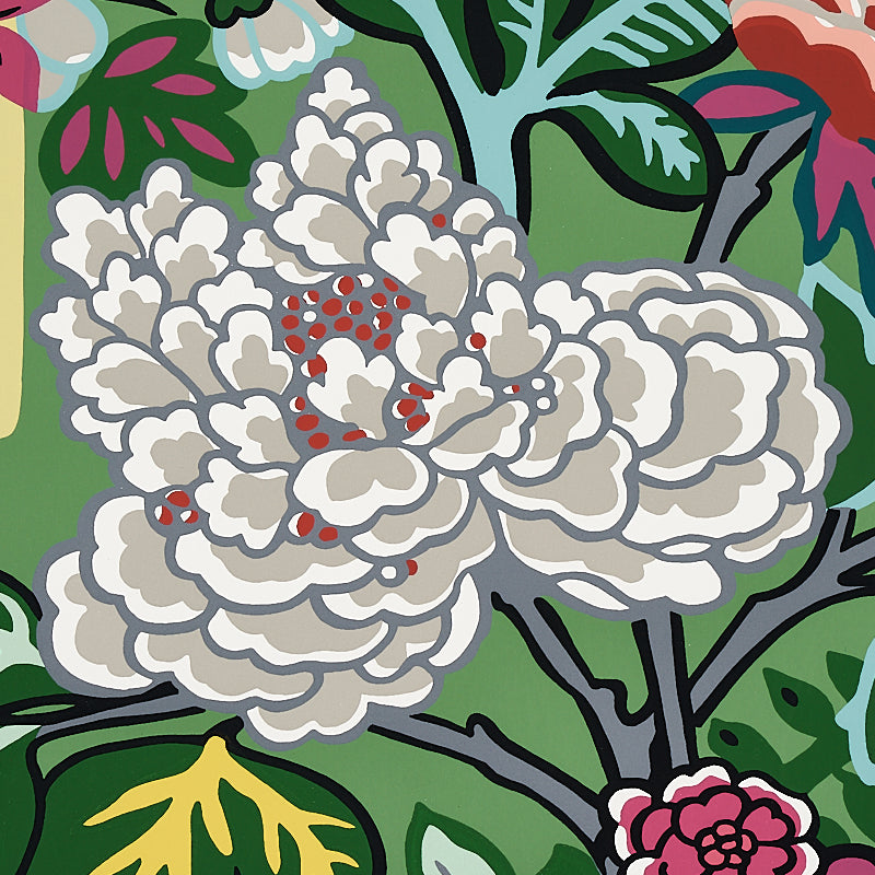 Chiang Mai Dragon Jade Room Setting | Schumacher Wallpaper