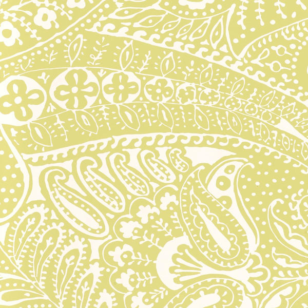 Paisley Print - Chartreuse Commercial Wallcovering | Schumacher