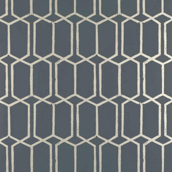 Modern Trellis - Steel Blue Wallcovering | Schumacher