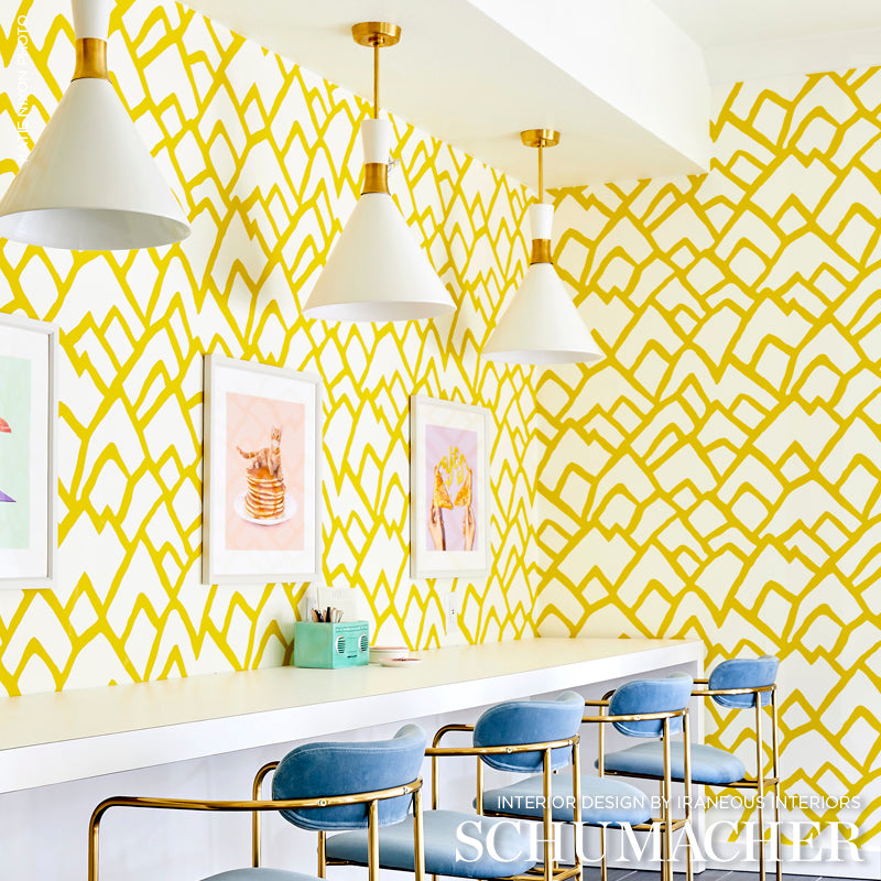 Zimba Citrine Room Setting | Schumacher Wallpaper