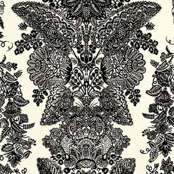 Lace - Black & Ivory Wallcovering | Schumacher