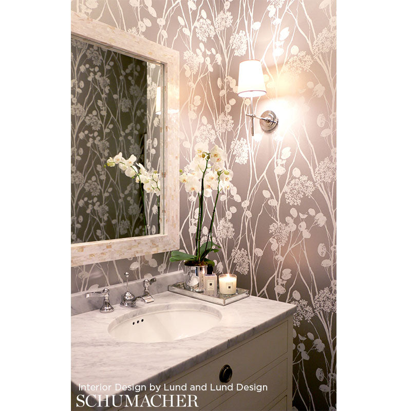 Schumacher Moonpennies Silver Wallpaper by Schumacher