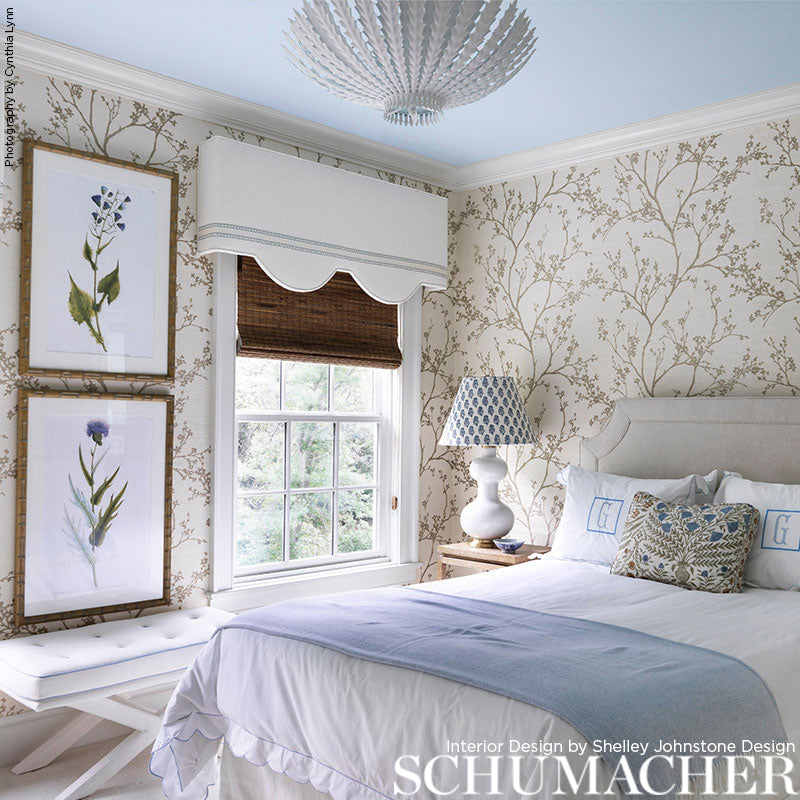 Twiggy Silver Room Setting | Schumacher Wallpaper