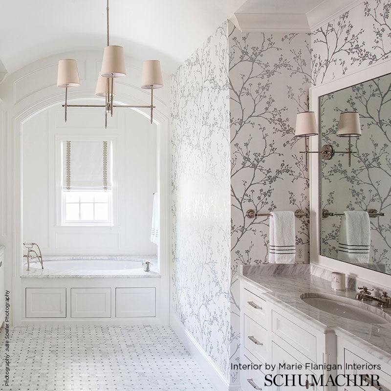 Twiggy Soft Chartreuse Room Setting | Schumacher Wallpaper