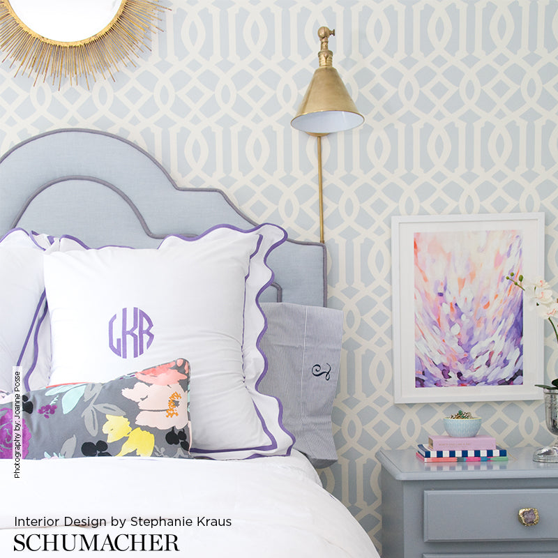 Imperial Trellis Silver Room Setting | Schumacher Wallpaper