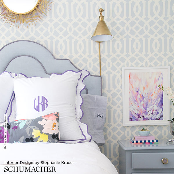 Imperial Trellis - Soft Aqua Wallcovering | Schumacher