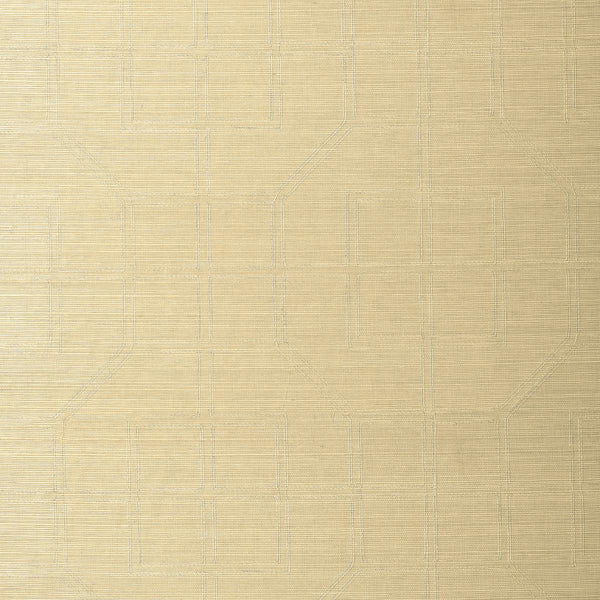 Linyi Embroidered Fret Sisal - Pale Yellow Wallcoverings | Schumacher