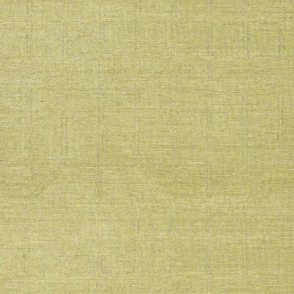 Linyi Embroidered Fret Sisal - Pale Green Wallcoverings | Schumacher
