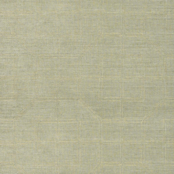 Linyi Embroidered Fret Sisal - Mist Wallcovering | Schumacher