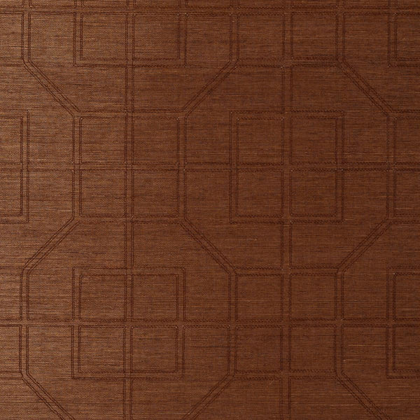 Linyi Embroidered Fret Sisal - Chestnut Wallcovering | Schumacher