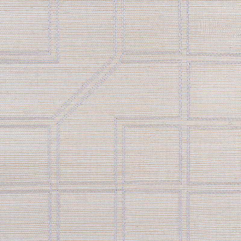 Linyi Embroidered Fret Sisal Natural Shimmer Room Setting | Schumacher Wallpaper