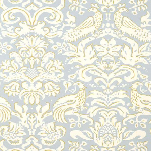 Aldwyn Damask - Robin's Egg Wallcovering | Schumacher