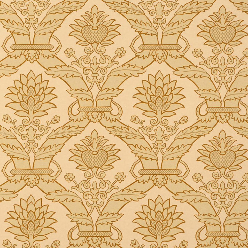 Schumacher Siena Damask Natural Wallpaper by Schumacher