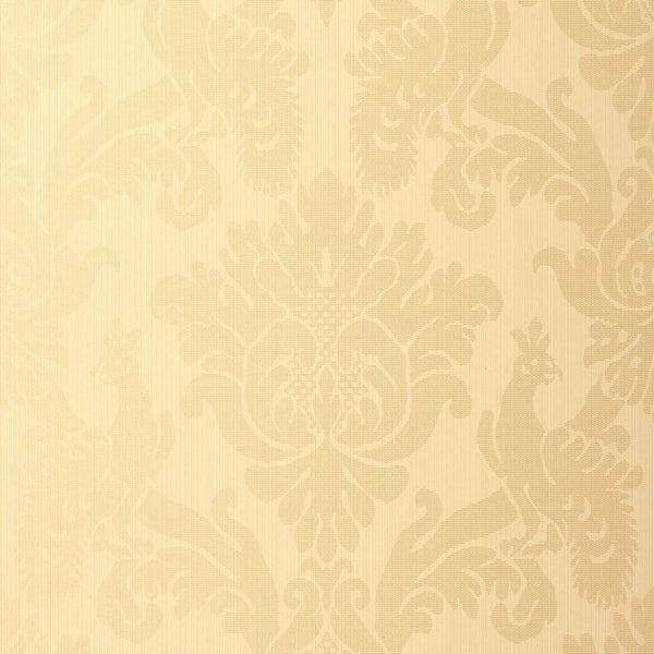 Valette Strie Damask - Champagne Wallcovering | Schumacher